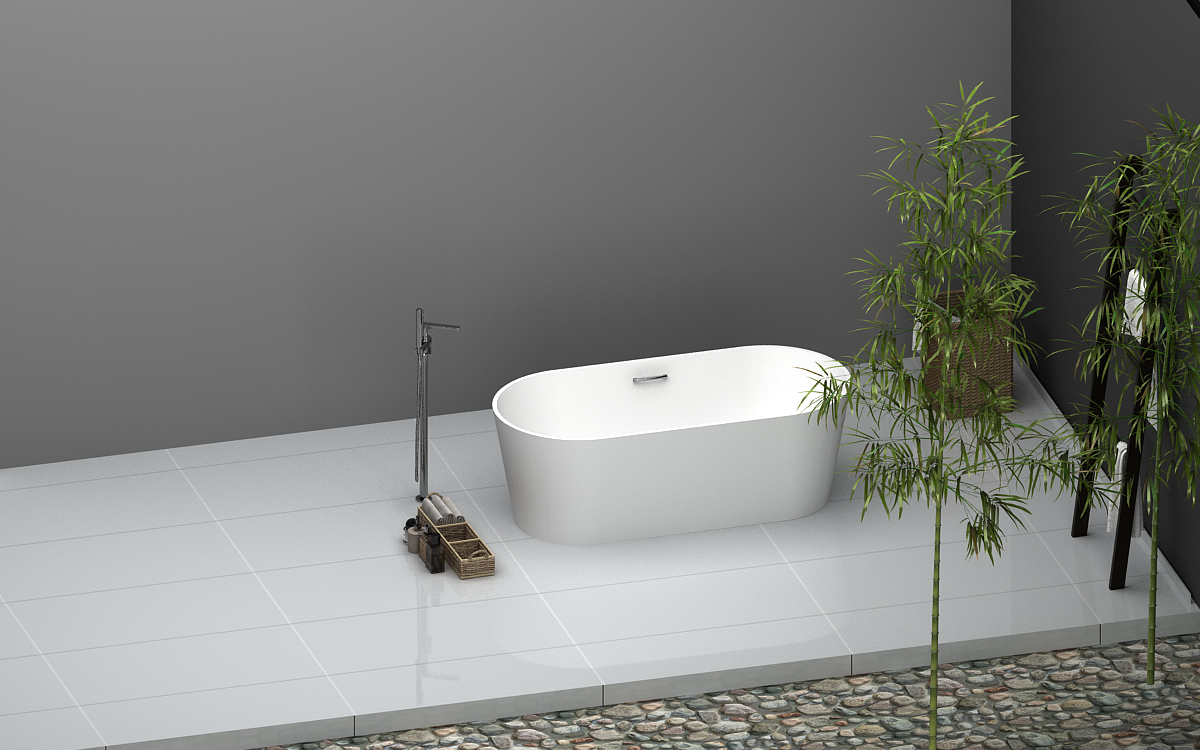 Hot Sale Matt White Solid Surface Bathtub Resin Stone Freestanding Bathtub Square Shape Lilya